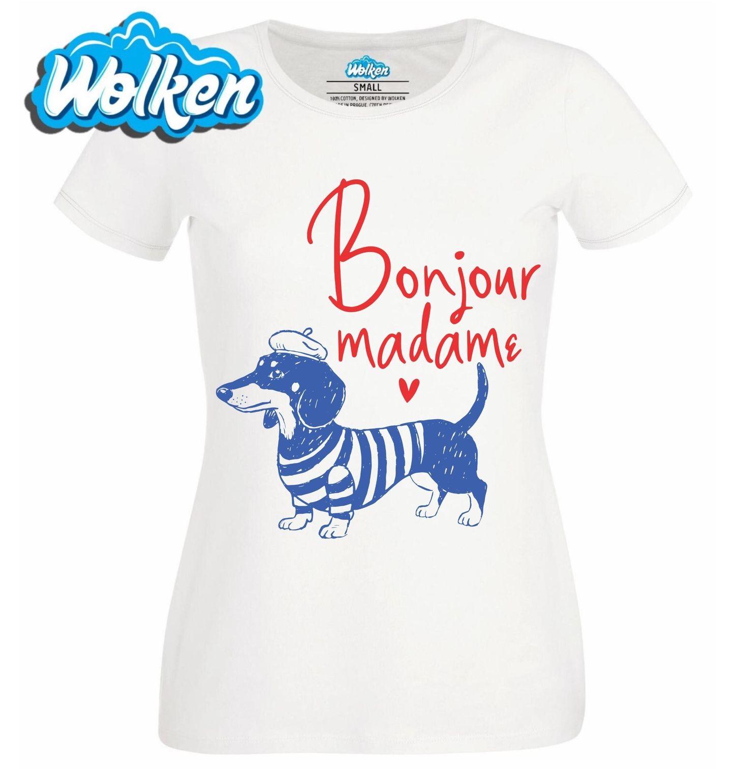 Dámské tričko Francouzský Jezevčík Bonjour madame.jpg
