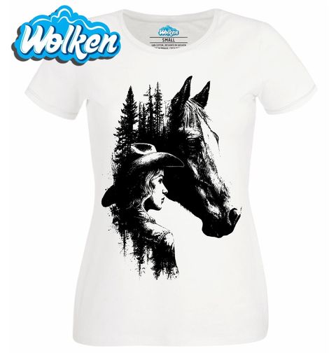 Obrázek produktu Dámské tričko Kůň a Kovbojka v Lese