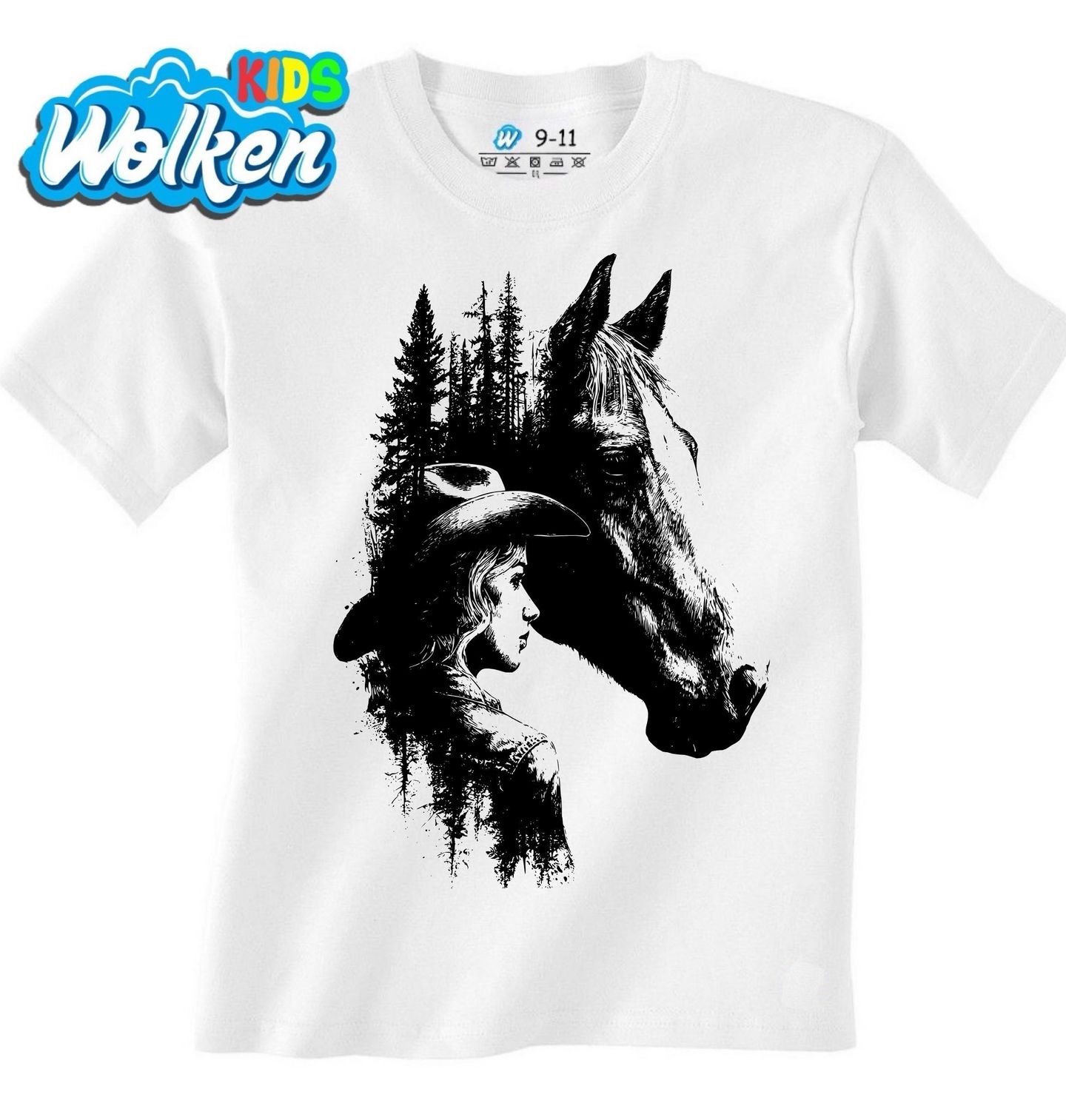 Dětské tričko Kůň a Kovbojka v Lese.jpg