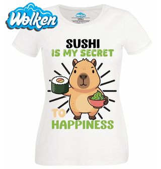 Dámské tričko Kapybara Sushi je moje tajemství ke štěstí.jpg