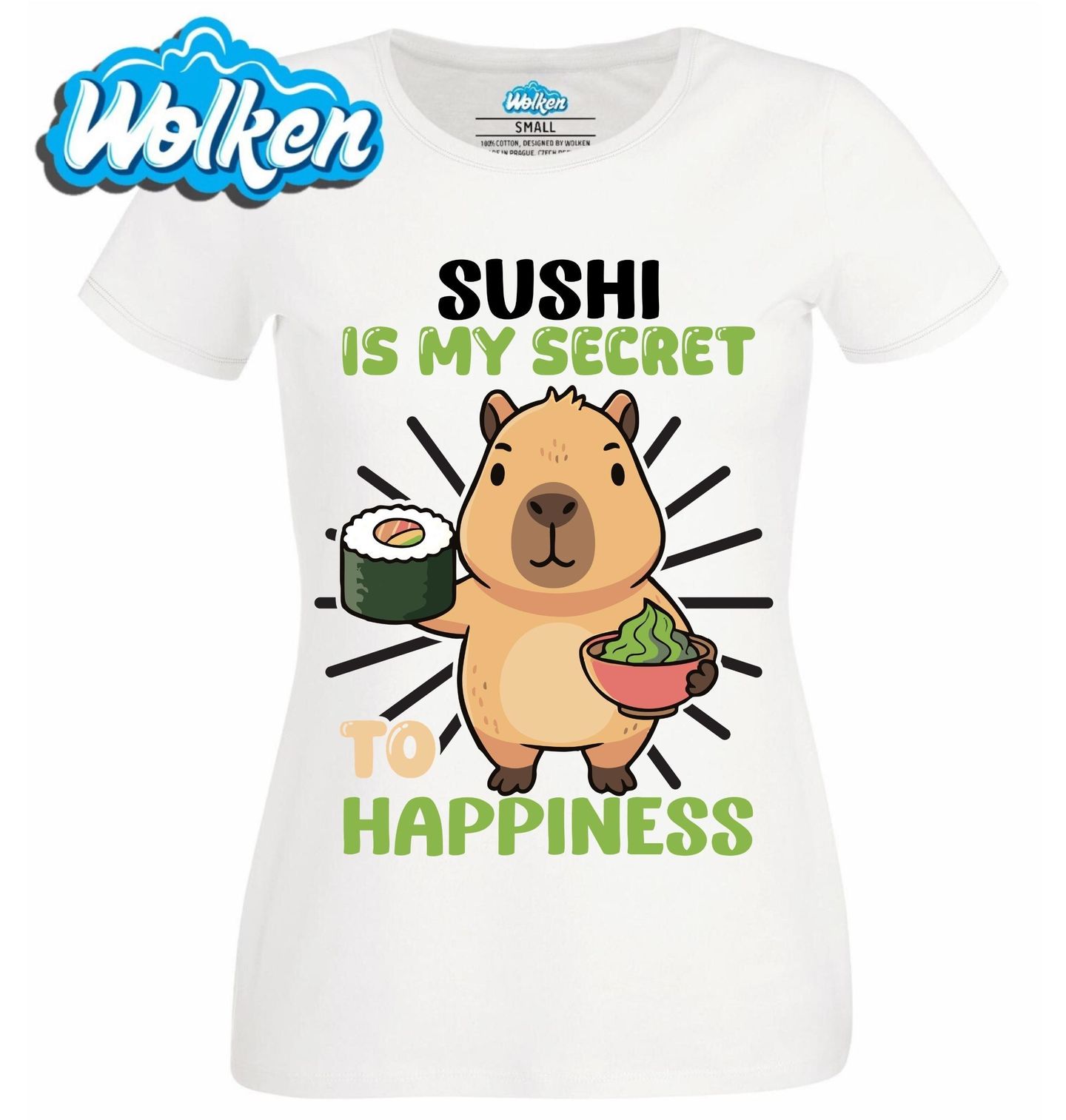 Dámské tričko Kapybara Sushi je moje tajemství ke štěstí.jpg