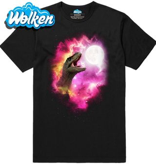 Pánské tričko Vesmírný T-Rex vyjící na Měsíc.jpg