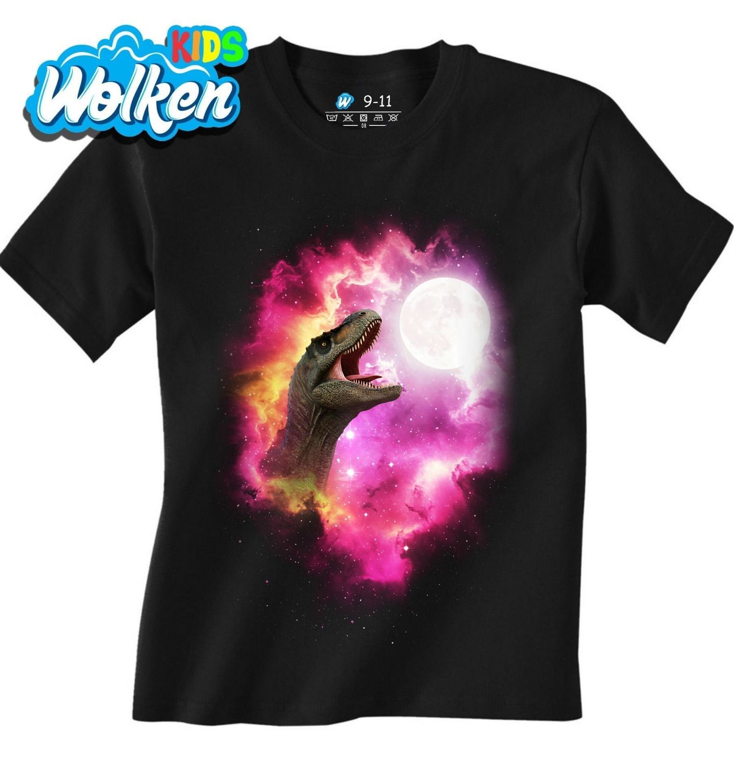 Dětské tričko Vesmírný T-Rex vyjící na Měsíc.jpg