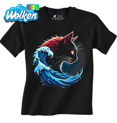 Obrázek produktu Dětské tričko Kočka ve Vlnách Moře Blue Cat Wave