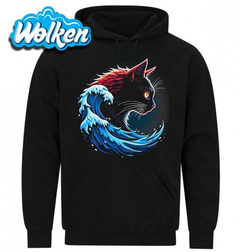 Obrázek produktu Pánská mikina Kočka ve Vlnách Moře Blue Cat Wave