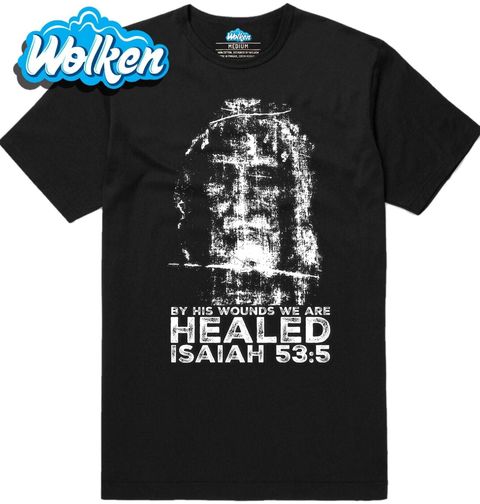 Obrázek produktu Pánské tričko Turínské plátno By His Wounds We Are Healed Isaiah 53:5