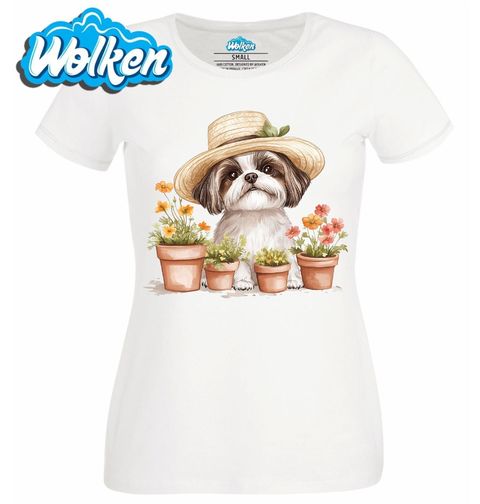 Obrázek produktu Dámské tričko Zahradní Shih-Tzu v Klobouku