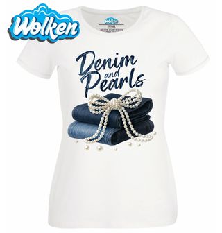 Dámské tričko Džíny a Perly Denim and Pearls.jpg