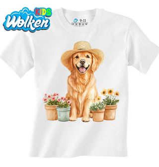 Dětské tričko Zahradní Zlatý Retrívr v Klobouku.jpg