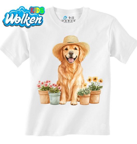 Obrázek produktu Dětské tričko Zahradní Zlatý Retrívr v Klobouku
