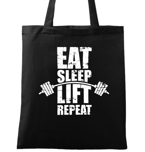 Obrázek produktu Bavlněná taška Eat Sleep Lift Repeat Jez, Spi, Zvedej, Zopakuj 