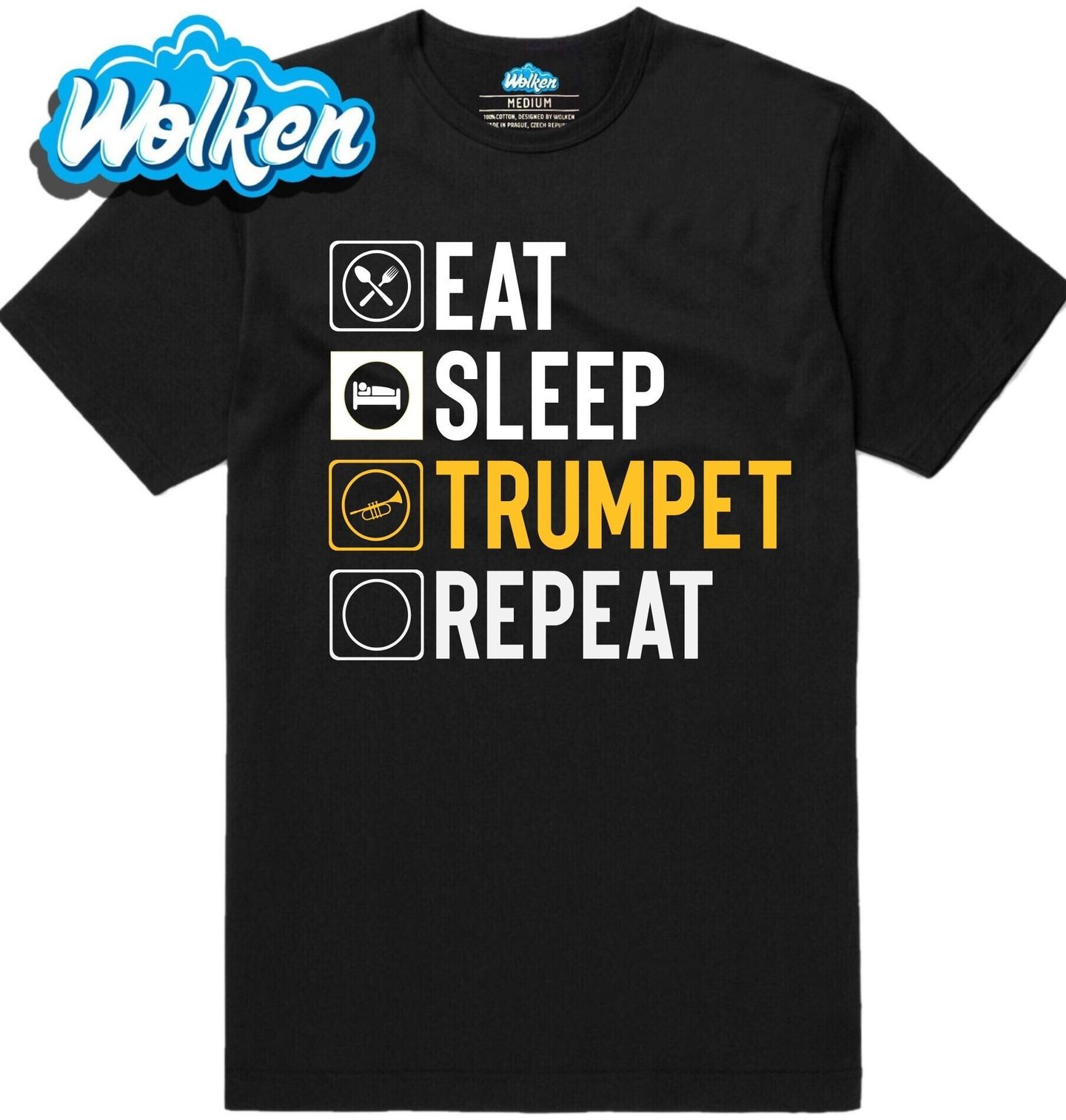 Pánské tričko Jez Spi Hraj na Trubku Opakuj Eat Sleep Trumpet Repeat.jpg