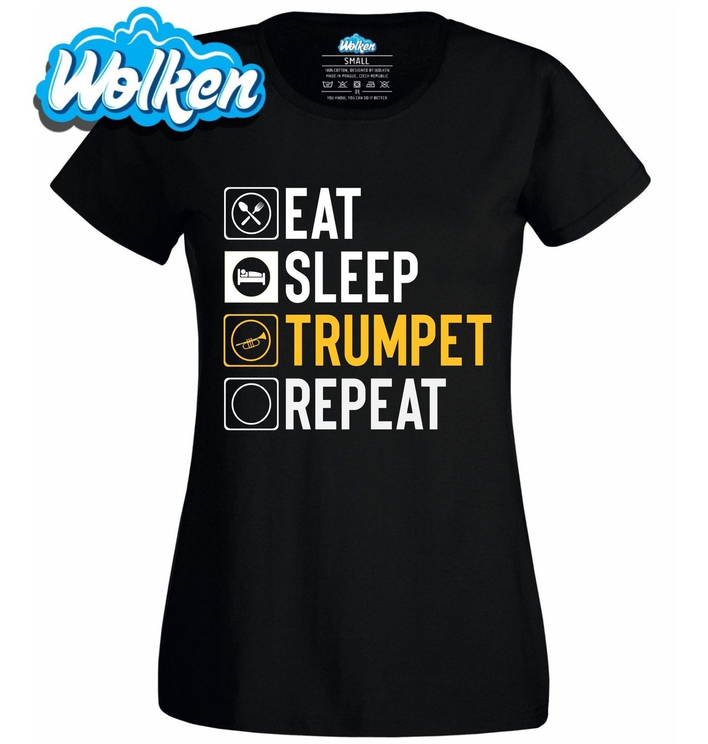 Dámské tričko Jez Spi Hraj na Trubku Opakuj Eat Sleep Trumpet Repeat.jpg