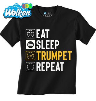 Dětské tričko Jez Spi Hraj na Trubku Opakuj Eat Sleep Trumpet Repeat.jpg