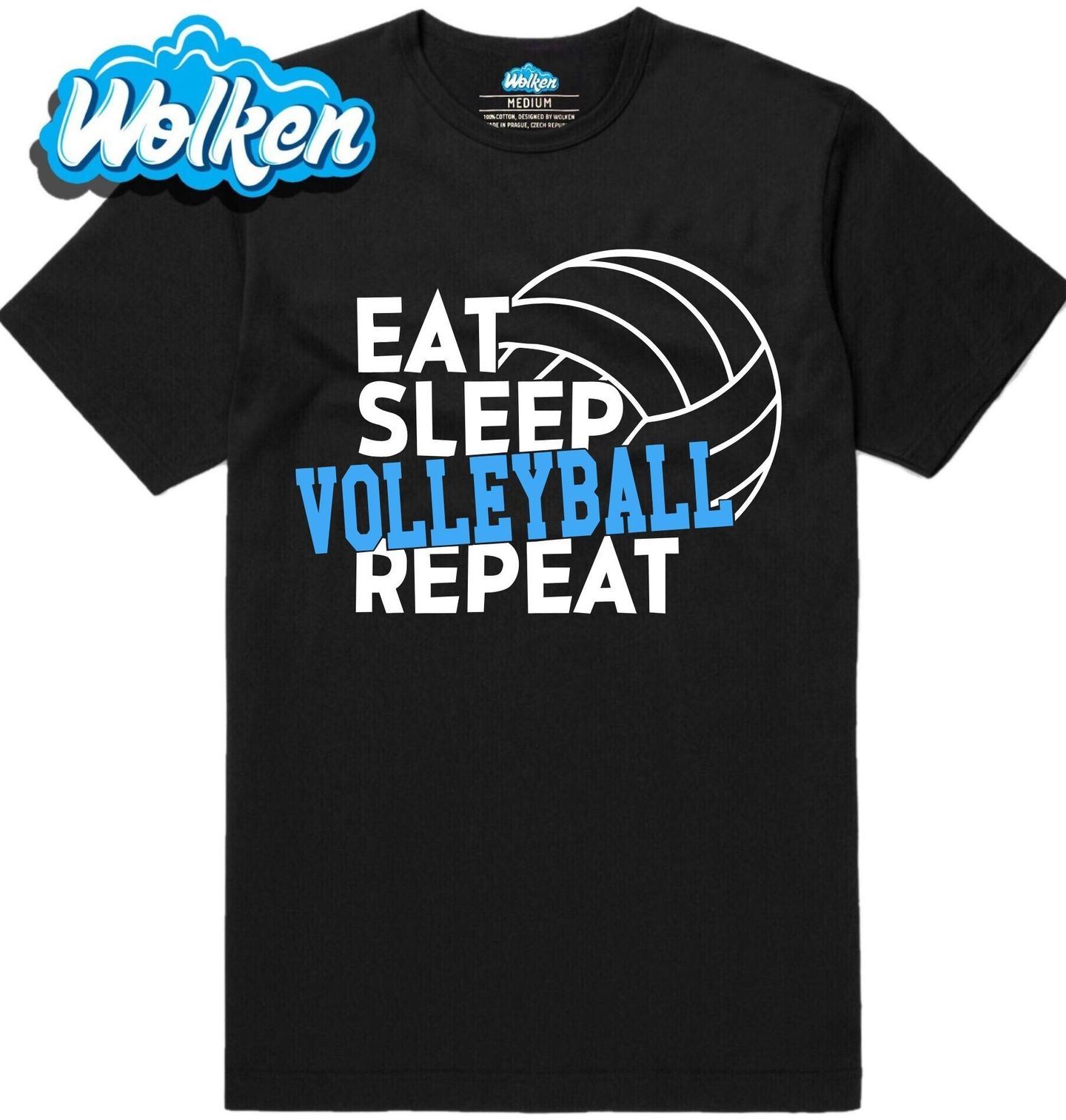 Pánské tričko Jez Spi Hraj Volejbal Opakuj Eat Sleep Volleyball Repeat.jpg
