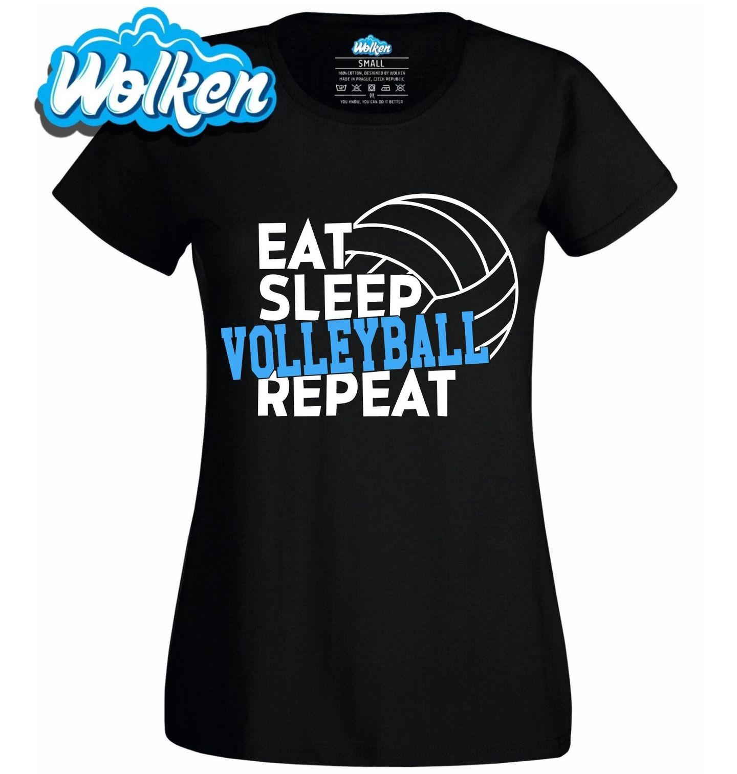 Dámské tričko Jez Spi Hraj Volejbal Opakuj Eat Sleep Volleyball Repeat.jpg