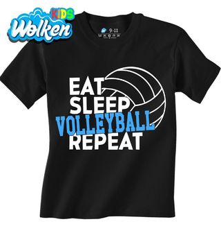 Dětské tričko Jez Spi Hraj Volejbal Opakuj Eat Sleep Volleyball Repeat.jpg