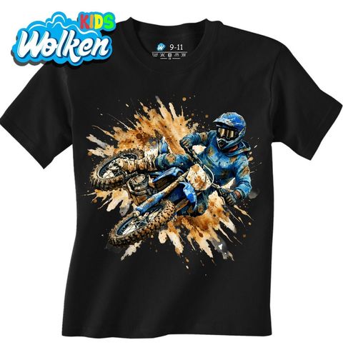 Obrázek produktu Dětské tričko Motokros Modrý Jezdec