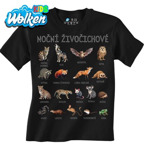 Obrázek produktu Dětské tričko Druhy Nočních Živočichů