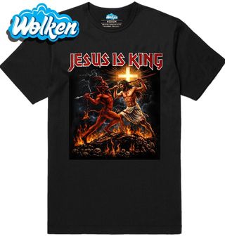 Pánské tričko Ježíš bojující s Ďáblem Jesus is King.jpg