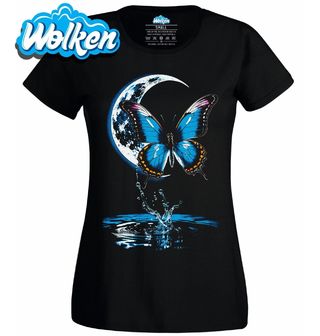 Dámské tričko Modrý Motýl Papilio při Měsíci.jpg