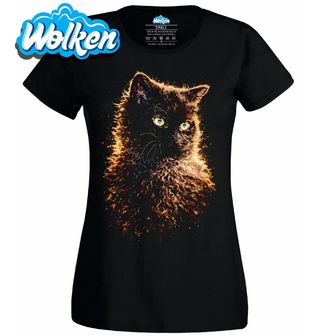 Dámské tričko Černá Kudrnatá Kočka Selkirk Rex.jpg