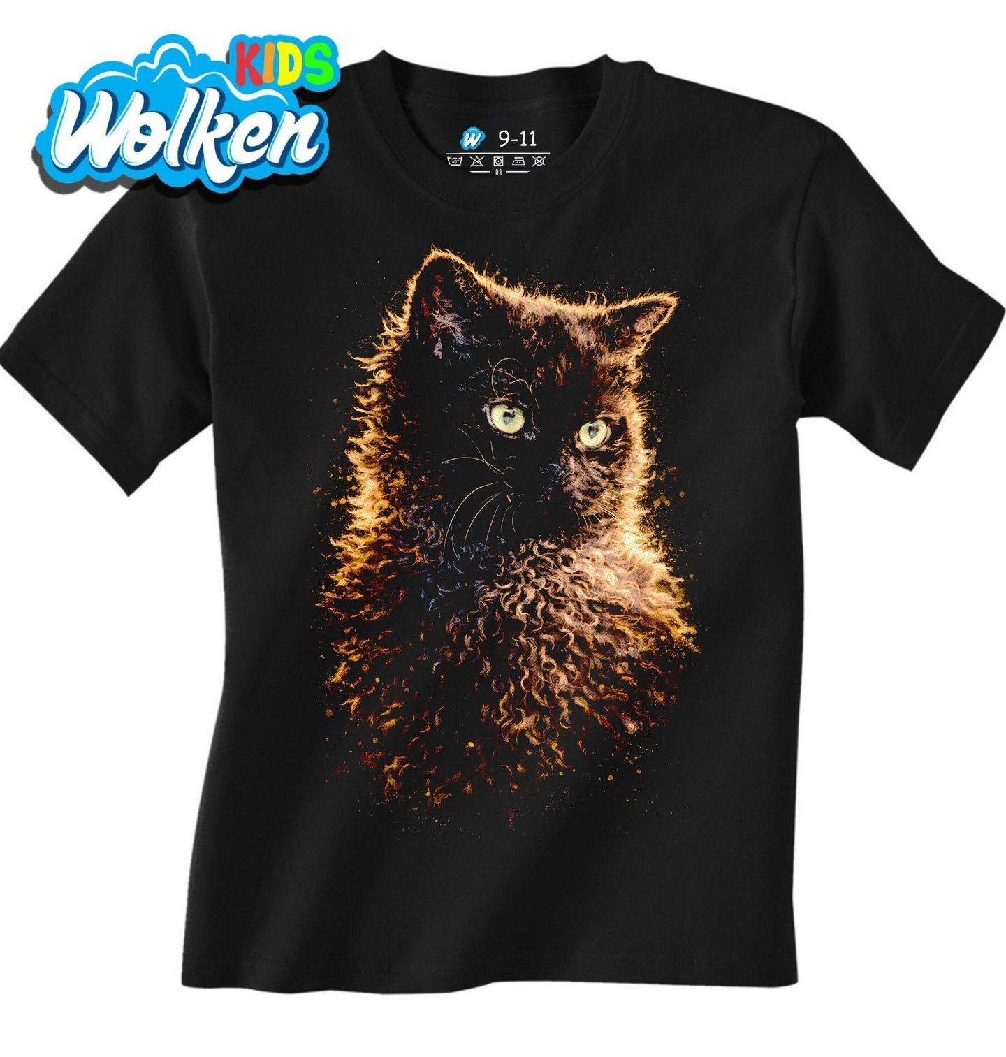 Dětské tričko Černá Kudrnatá Kočka Selkirk Rex.jpg