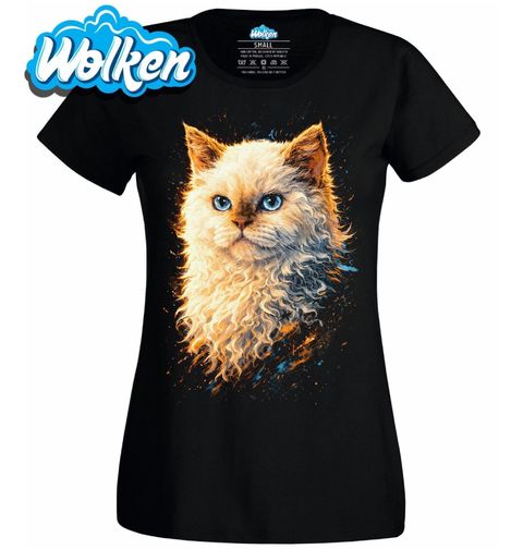 Obrázek produktu Dámské tričko Bílá Kudrnatá Kočka Selkirk Rex
