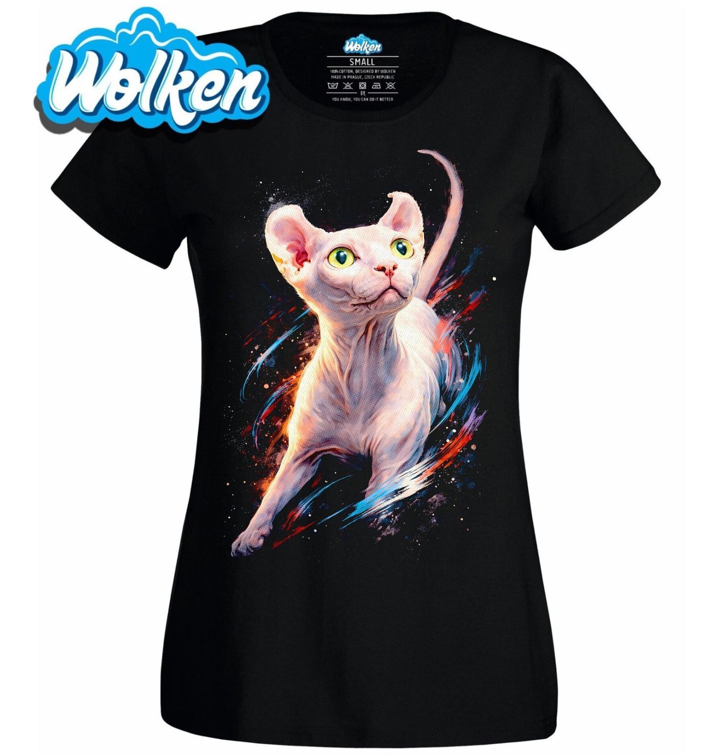 Dámské tričko Růžová Bezsrstá Kočka Sphynx.jpg