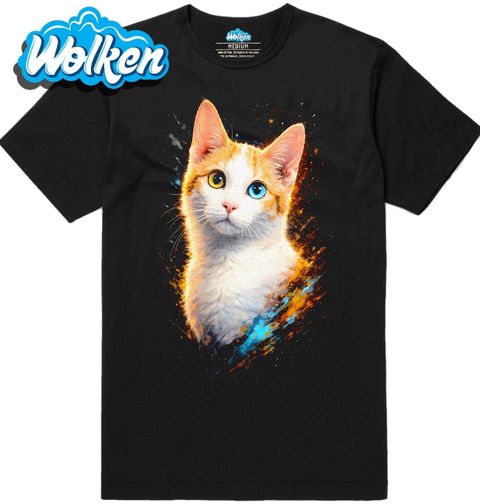 Obrázek produktu Pánské tričko Oranžovo-bílá Kočka s Heterochromií