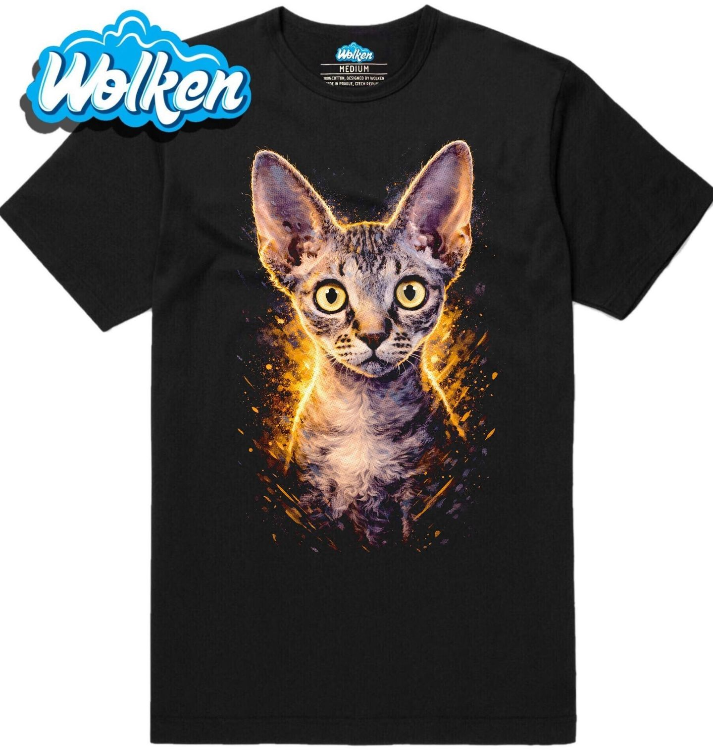 Pánské tričko Zvědavá Kočka Devon Rex.jpg