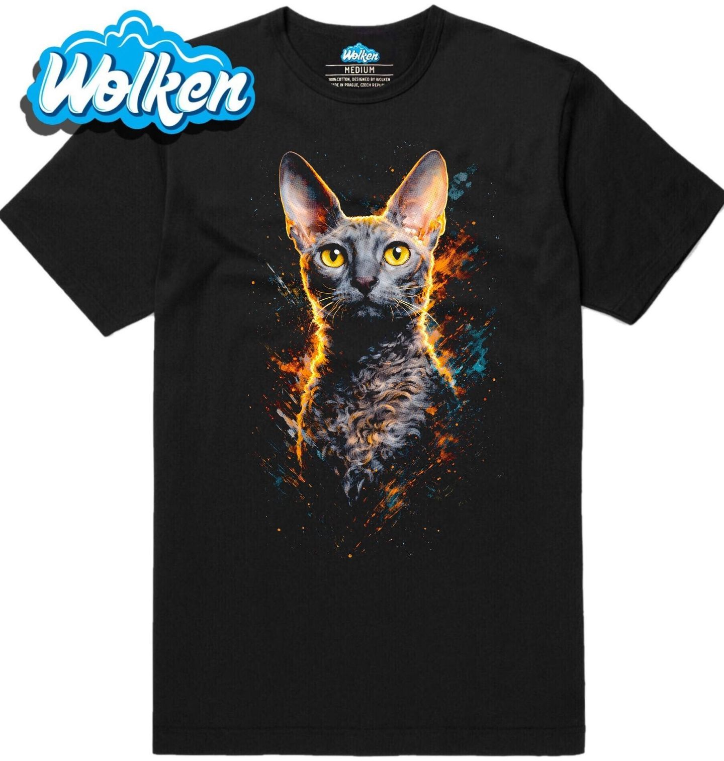 Pánské tričko Šedá Kočka Devon Rex.jpg
