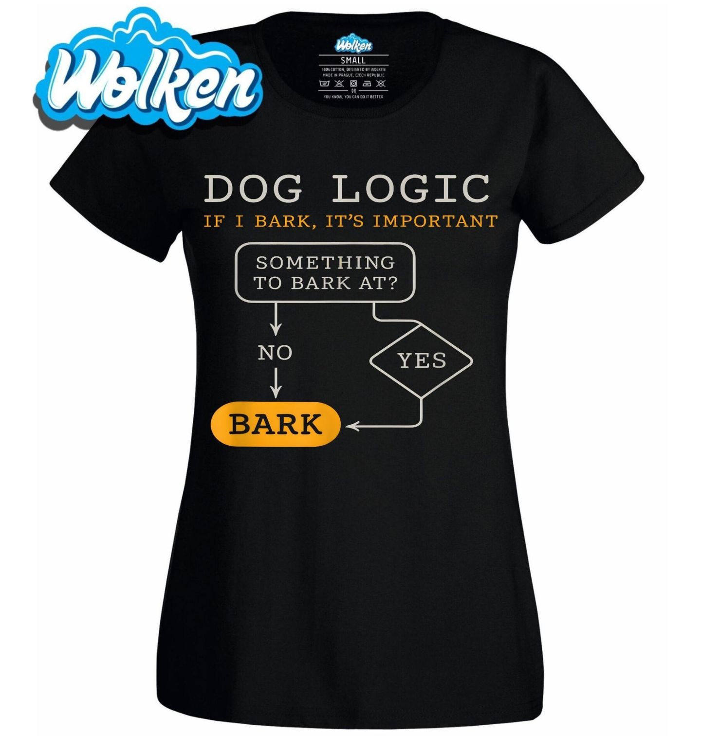 Dámské tričko Psí Logika Když štěkám, je to důležité.jpg