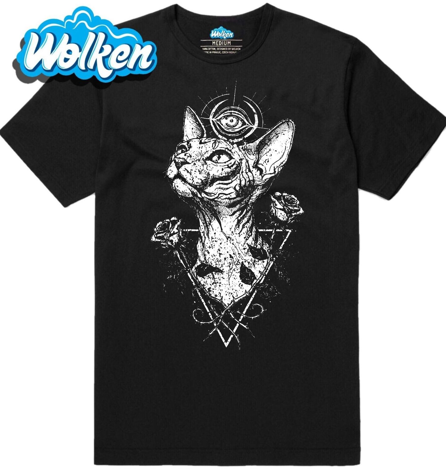 Pánské tričko Mystická Kočka Sphynx s Třetím Okem.jpg