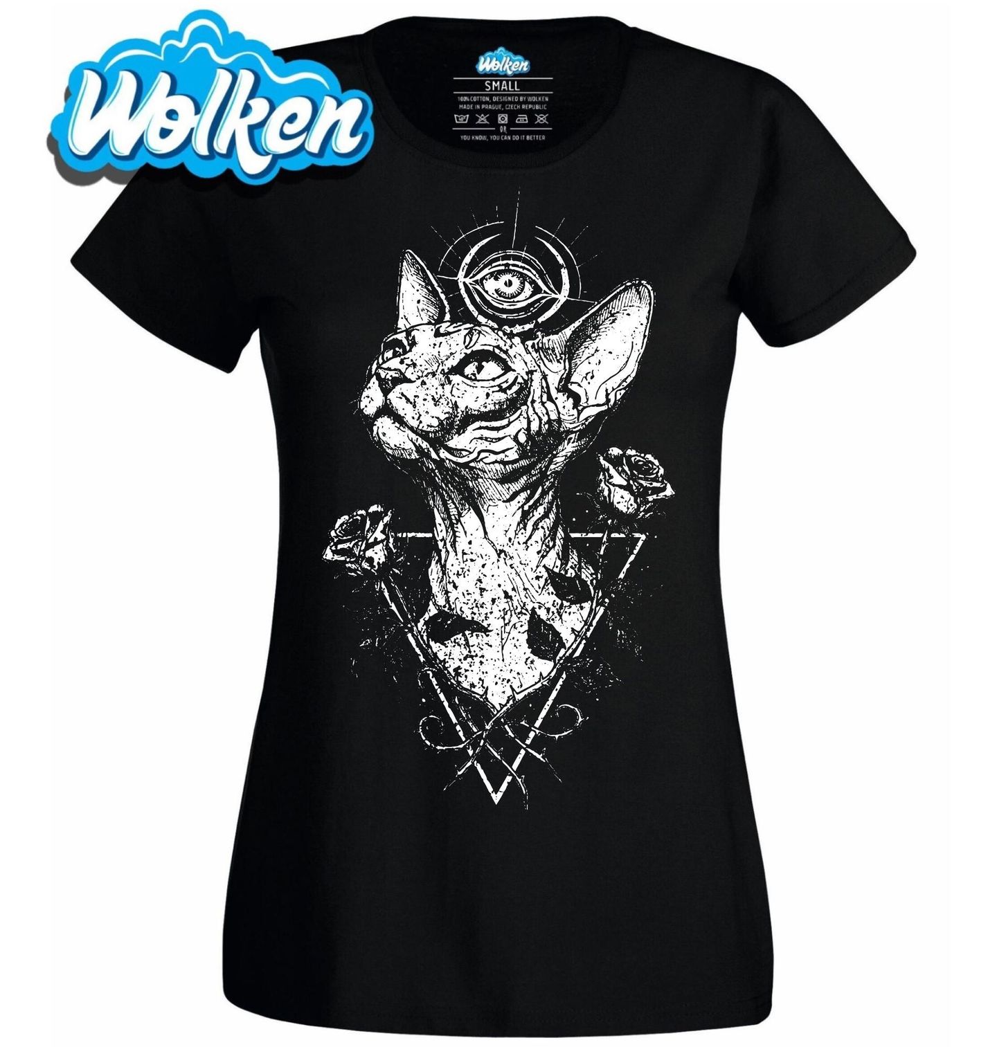 Dámské tričko Mystická Kočka Sphynx s Třetím Okem.jpg