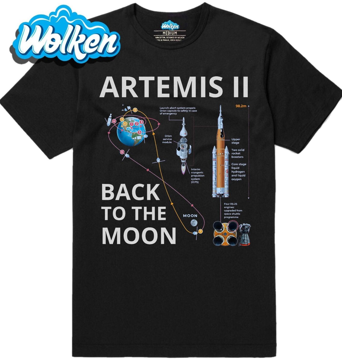 Pánské tričko Vesmírná mise Artemis II Back to the Moon.jpg