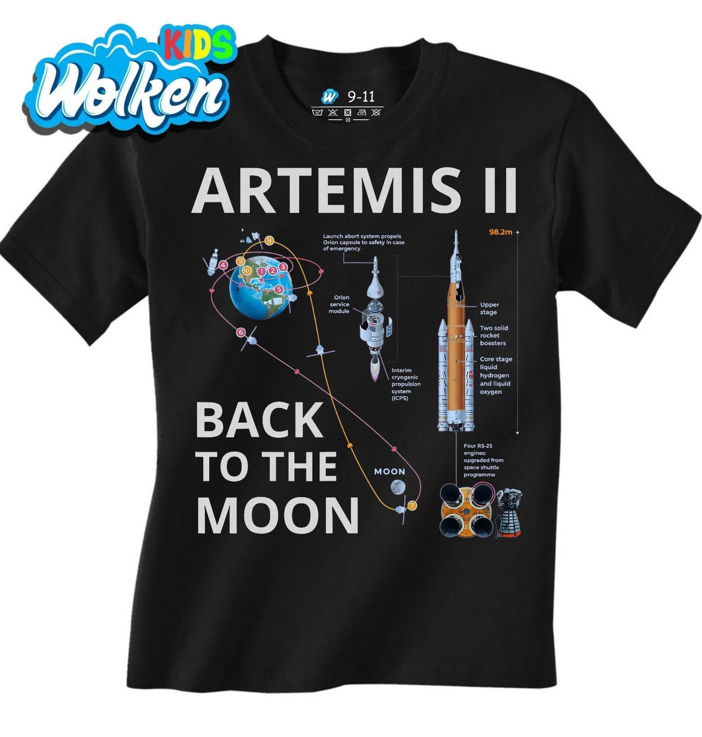 Dětské tričko Vesmírná mise Artemis II Back to the Moon.jpg
