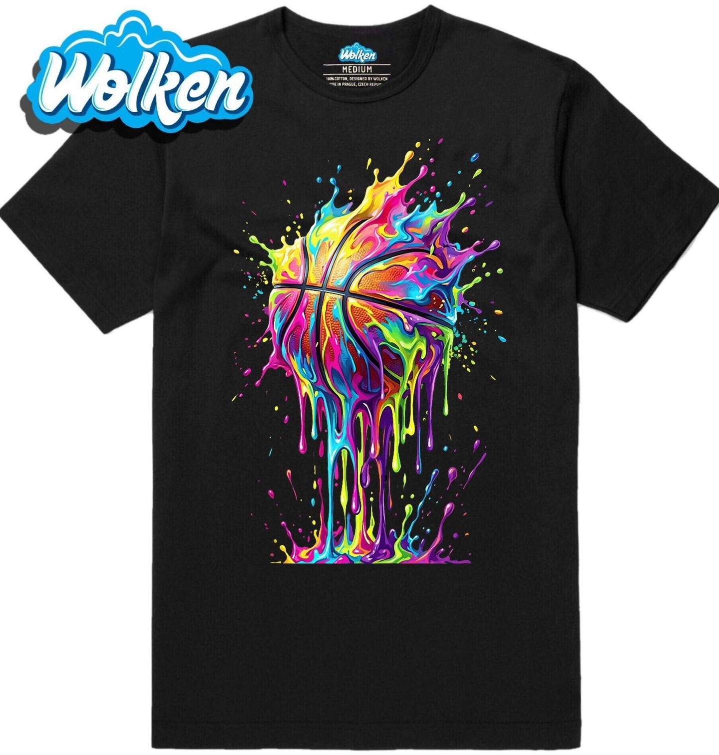 Pánské tričko Basketbalový Míč v Rozteklých Barvách.jpg