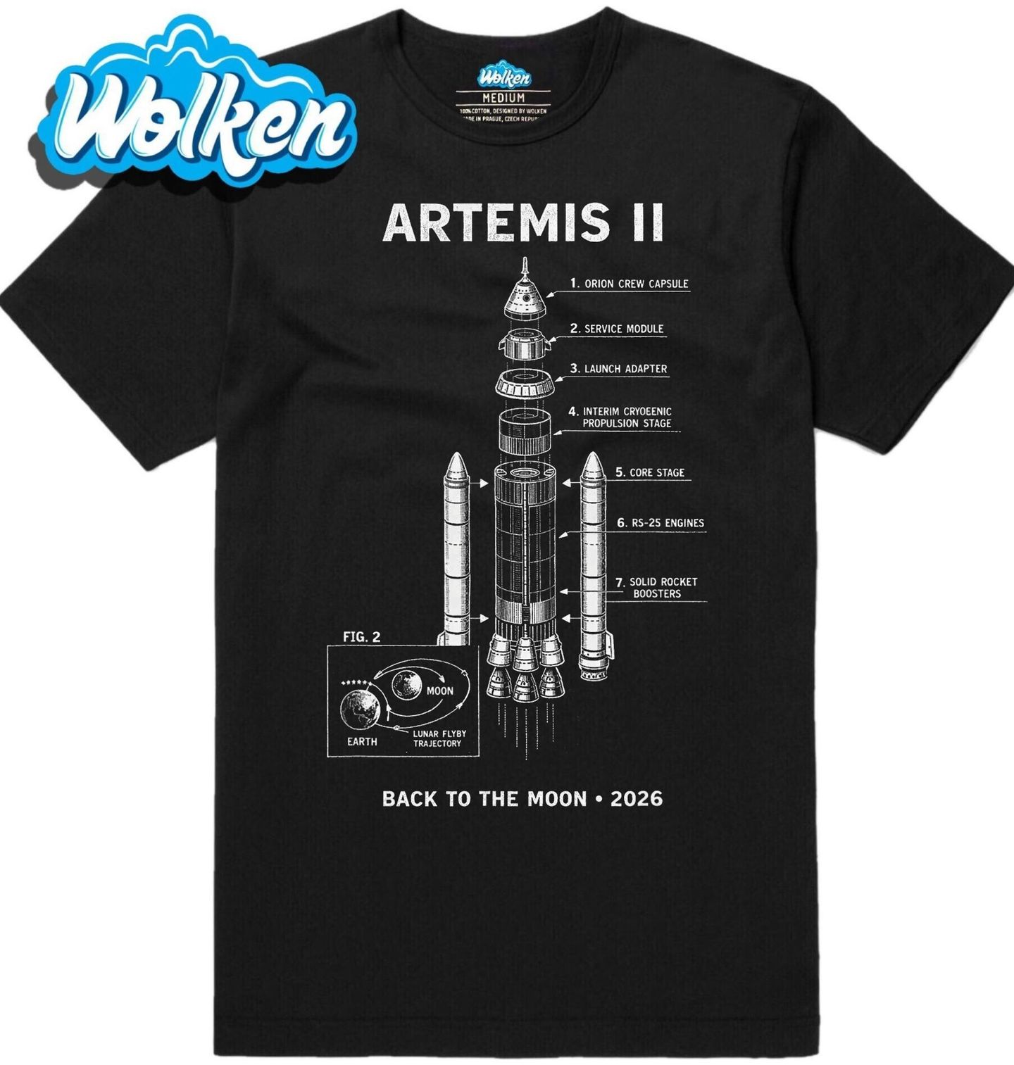 Pánské tričko NASA Raketa SLS Back to the Moon 2026.jpg