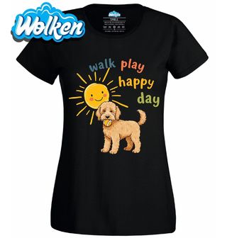 Dámské tričko Goldendoodle na Procházce Walk Play Happy Day.jpg