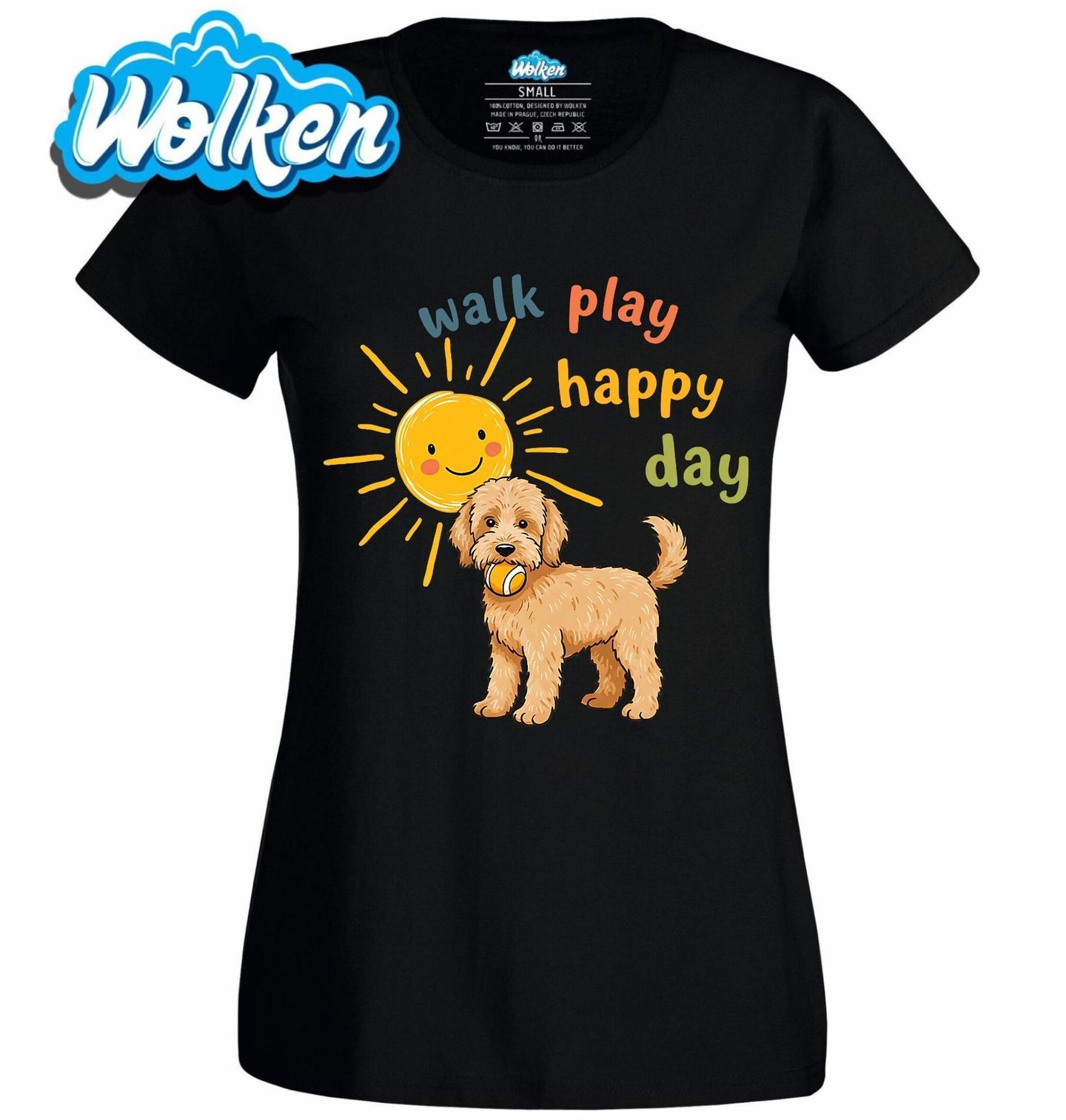 Dámské tričko Goldendoodle na Procházce Walk Play Happy Day.jpg