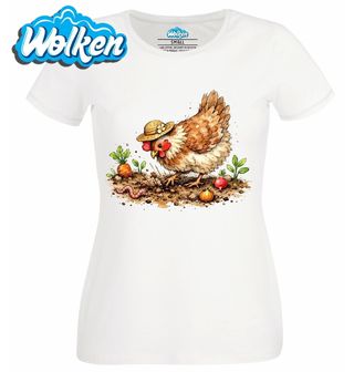 Dámské tričko  Farmářská Slepice na Lovu Žížal.jpg