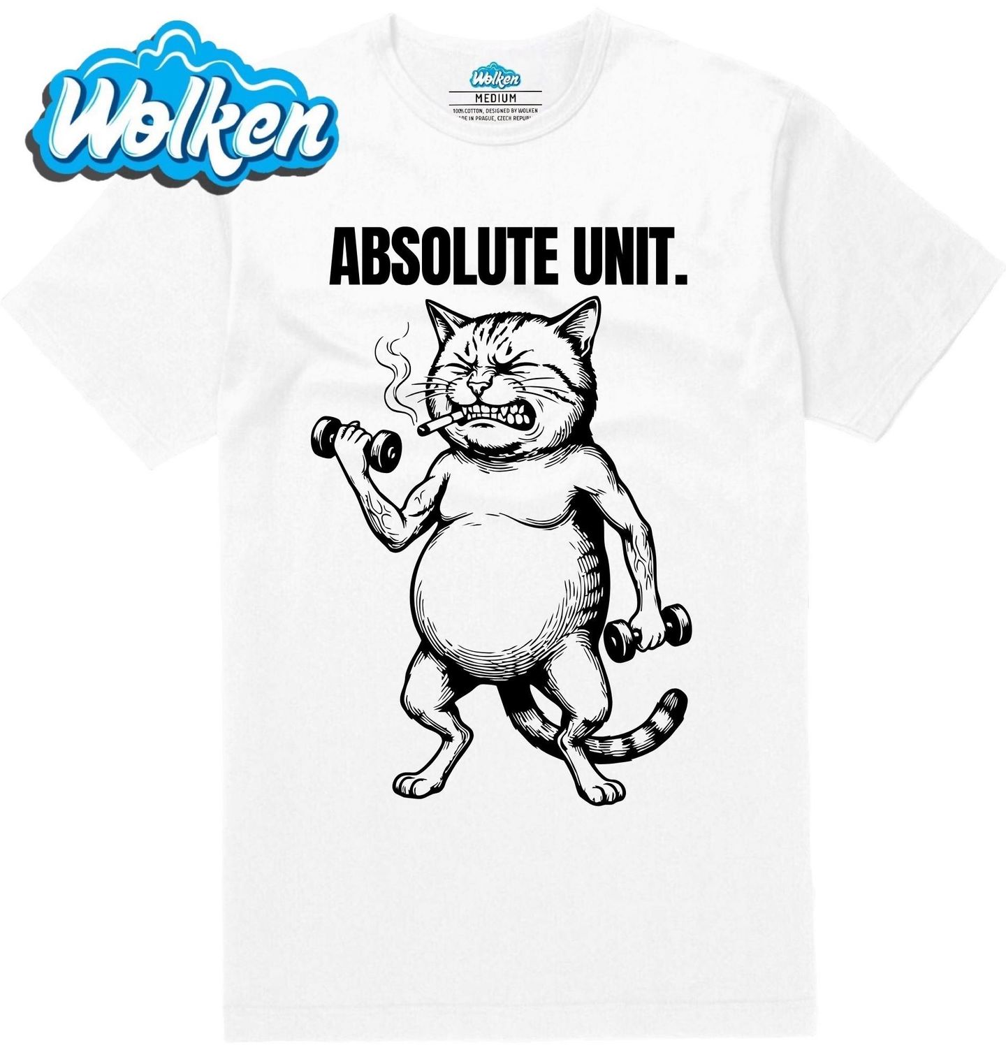 Pánské tričko Kouřící Kočka s Činkou Absolute Unit.jpg