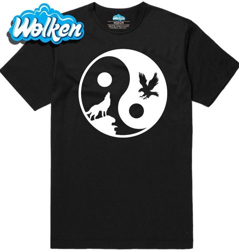 Obrázek produktu Pánské tričko Jin a Jang vlk, orel a měsíc