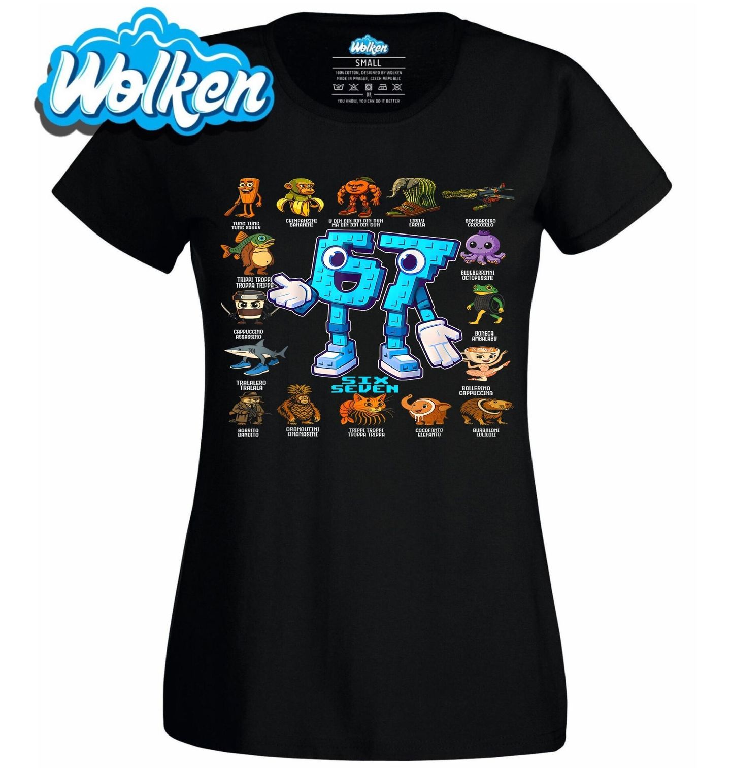 Dámské tričko Brainrot Lego 67 Six Seven.jpg