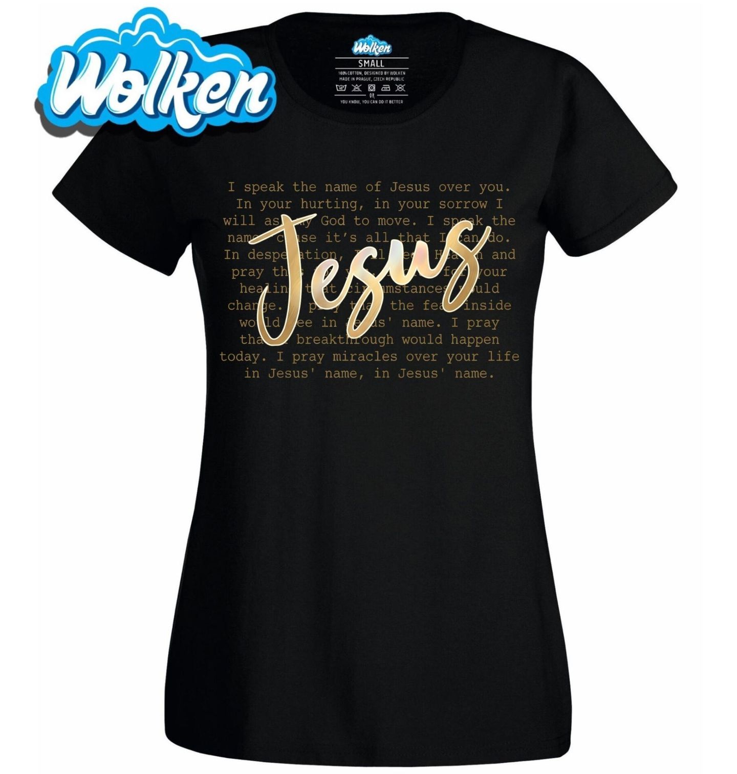 Dámské tričko Zlatý Nápis Ježíš Jesus.jpg