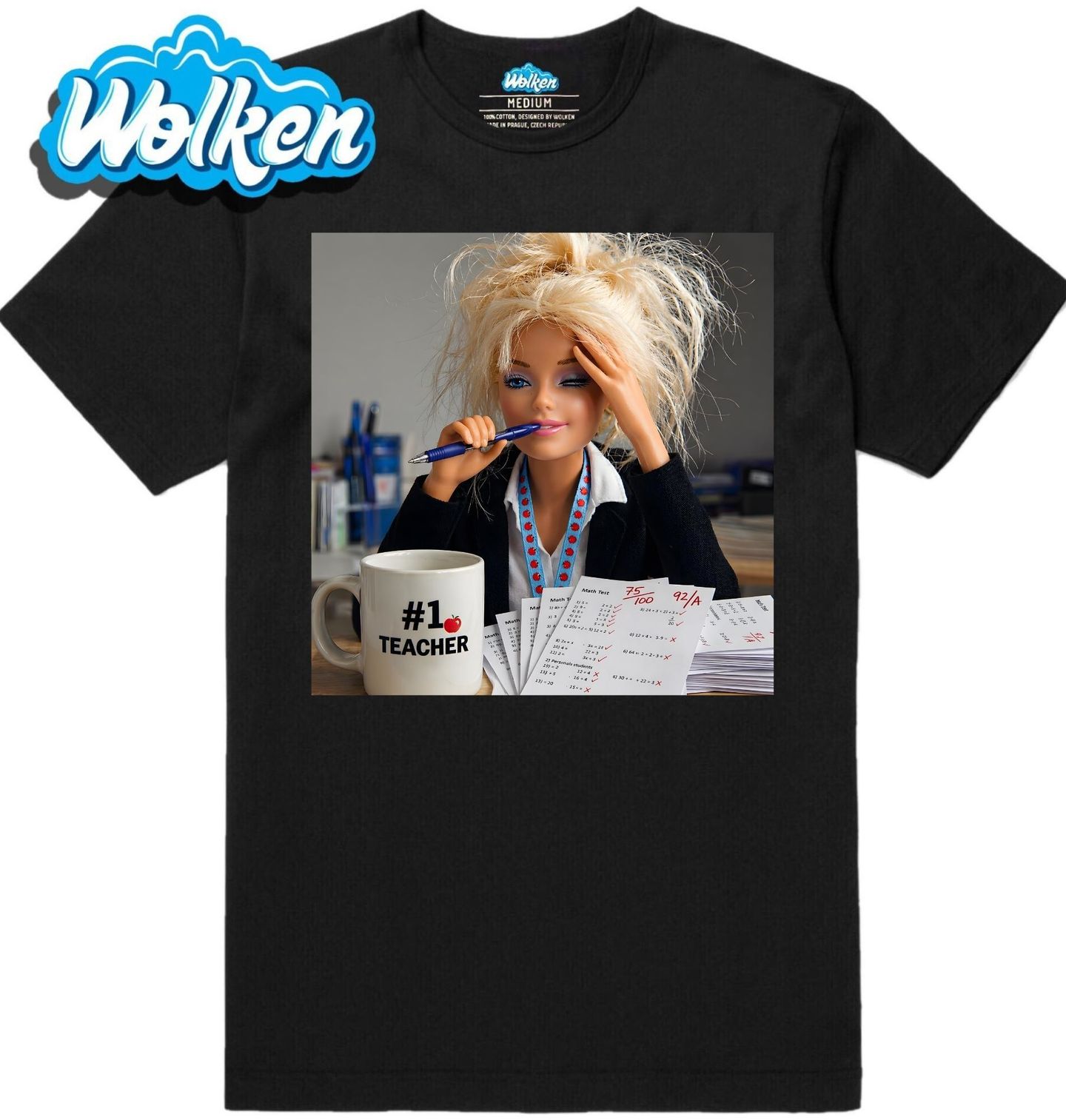 Pánské tričko Unavená Barbie Učitelka #1 Teacher.jpg