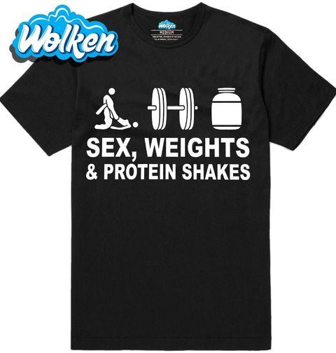 Obrázek produktu Pánské tričko Sex, Váhy a Proteinové Shaky Sex Weights and Protein Shakes