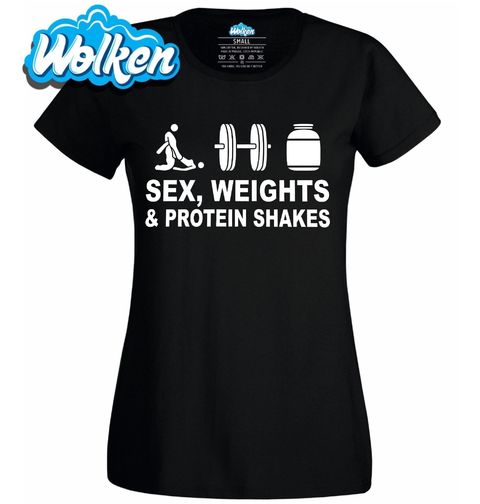 Obrázek produktu Dámské tričko Sex, Váhy a Proteinové Shaky Sex Weights and Protein Shakes