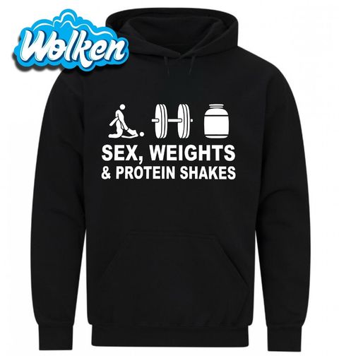 Obrázek produktu Pánská mikina Sex, Váhy a Proteinové Shaky Sex Weights and Protein Shakes